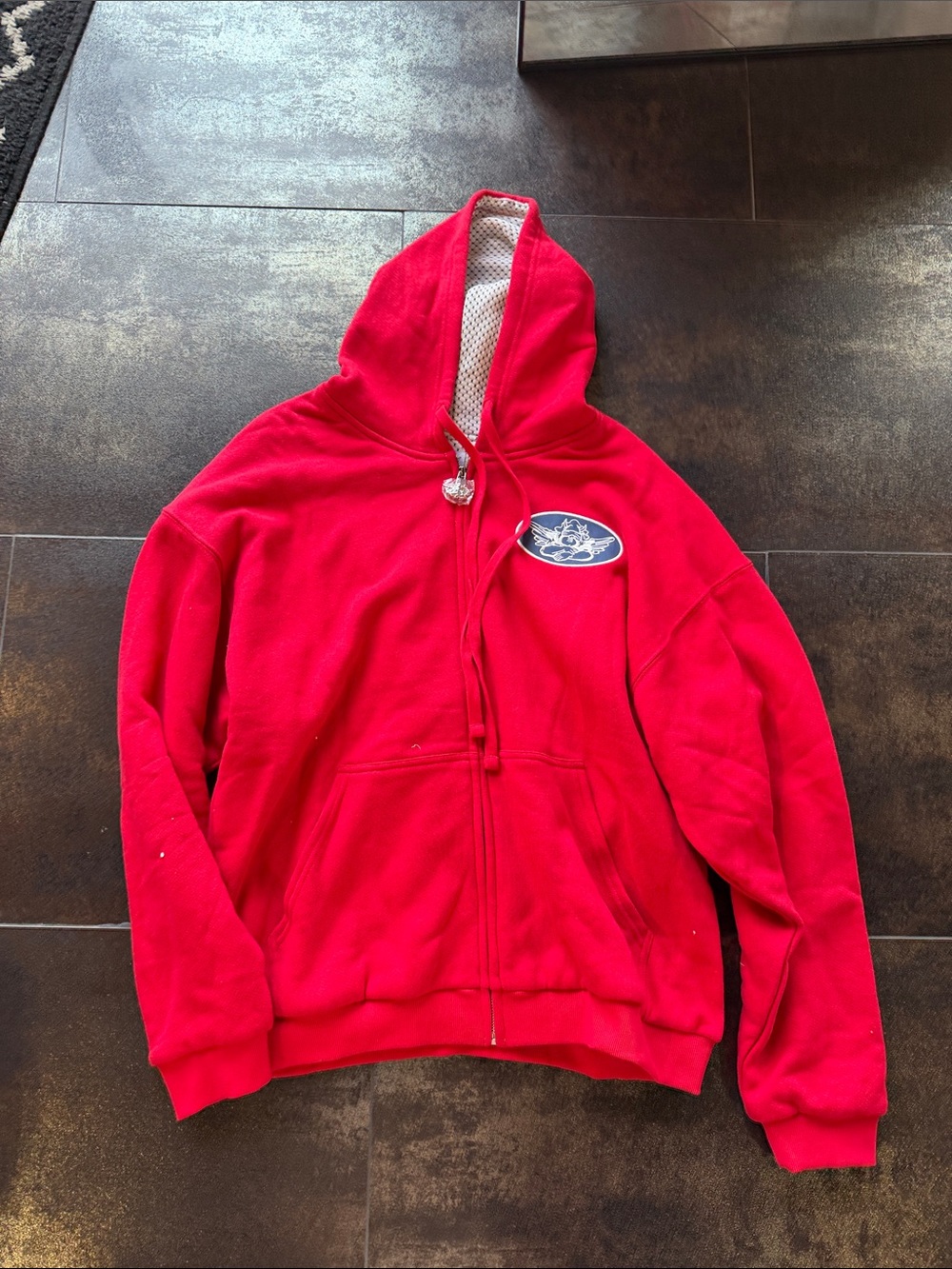 Boys Lie Red Hooded Zip-Up Puffer-Style Sweatshirt